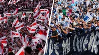¡Duelo en la tribuna! Aficiones de River y Rayados se enfrentaron previo a su partido del Mundial de Clubes