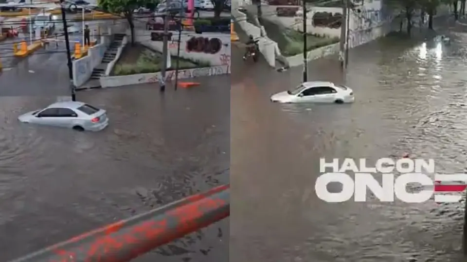 Caos por intensas lluvias: calles inundadas y vehículos varados en el Edomex