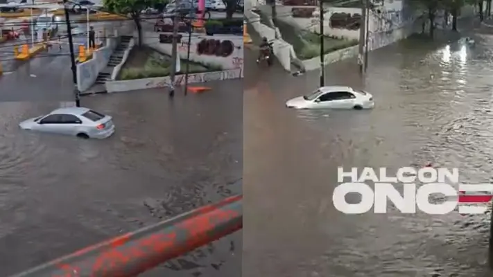 Caos por intensas lluvias: calles inundadas y vehículos varados en el Edomex