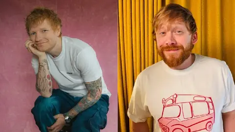 Ed Sheeran y Rupert Grint recrean el meme de Spider‑Man y enloquecen a sus fans