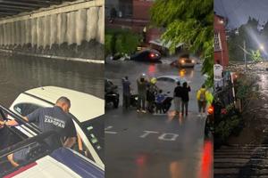 VIDEO: Caos por lluvias en Zapopan; autoridades rescatan a familia mientras los autos son arrastrados