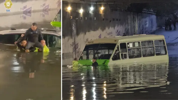 VIDEO: Lluvias causan caos en CDMX: Policías y bomberos rescatan personas y autos inundados