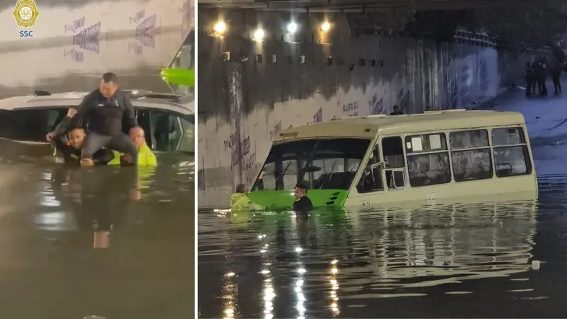 VIDEO: Lluvias causan caos en CDMX: Policías y bomberos rescatan personas y autos inundados