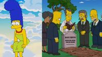 Murió Marge Simpson: Filtran imagen de Homero llorando en la tumba de su esposa