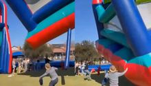 Viento arrastra castillo inflable en festival escolar; hay menores heridos