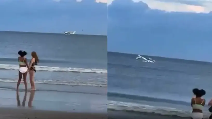 VIDEO: el aterrador instante en que una avioneta cae al mar con turistas presentes