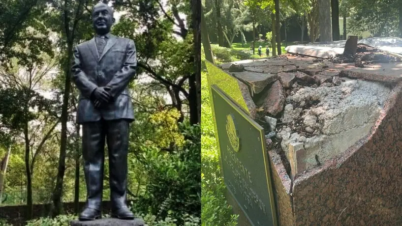 Estatua de Felipe Calderón es derribada en Los Pinos ¡Estos fueron los motivos!