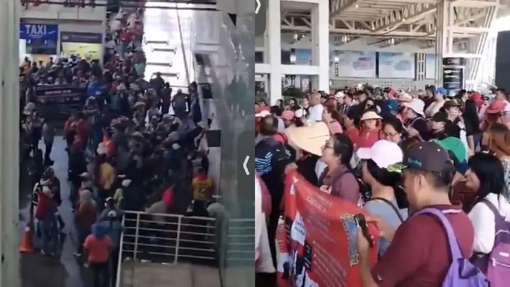 Durante la tarde de este 23 de mayo, la Coordinadora Nacional de Trabajadores de la Educación (CNTE) bloqueó los accesos principales del Aeropuerto Internacional de la Ciudad de México (AICM), causando un tremendo caos/Redes Sociales