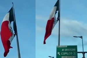 VIDEO: Lluvias dañan otra vez la bandera mexicana de San Jerónimo