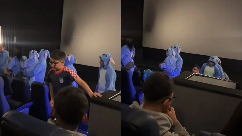 VIDEO: Familia disfrazada de Stitch arrasa en estreno de Lilo & Stitch live action y se vuelve viral