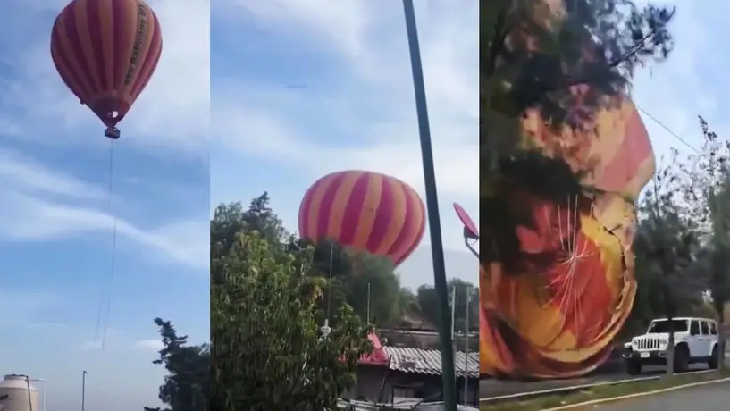 VIDEO: Momento exacto de la caída de un globo aerostático en Teotihuacán; hay 12 lesionados