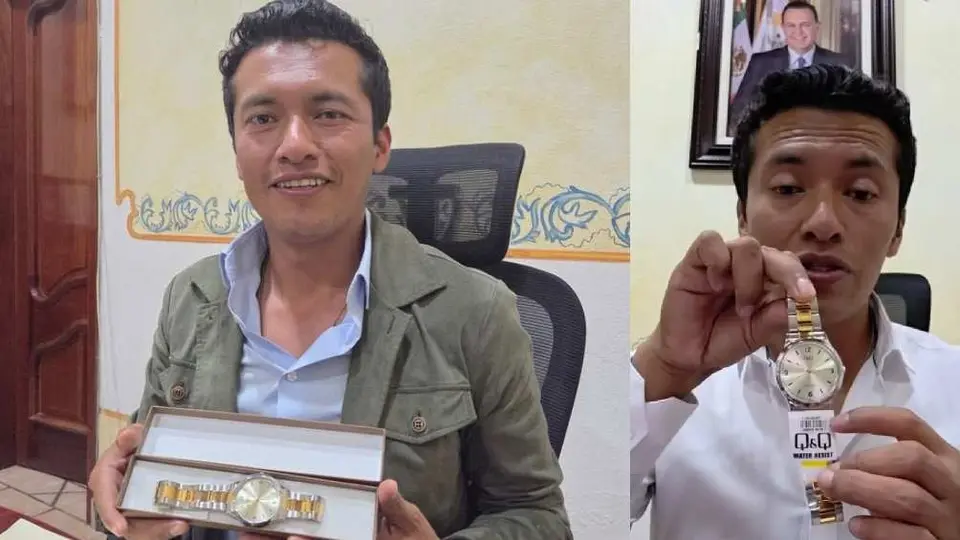 ¿Era o no un Rolex? Alcalde de Tolimán muestra la verdadera marca del reloj que le regalaron