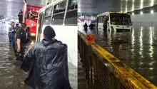 Rescatan a pasajeros atrapados en microbús tras intensas lluvias en CDMX