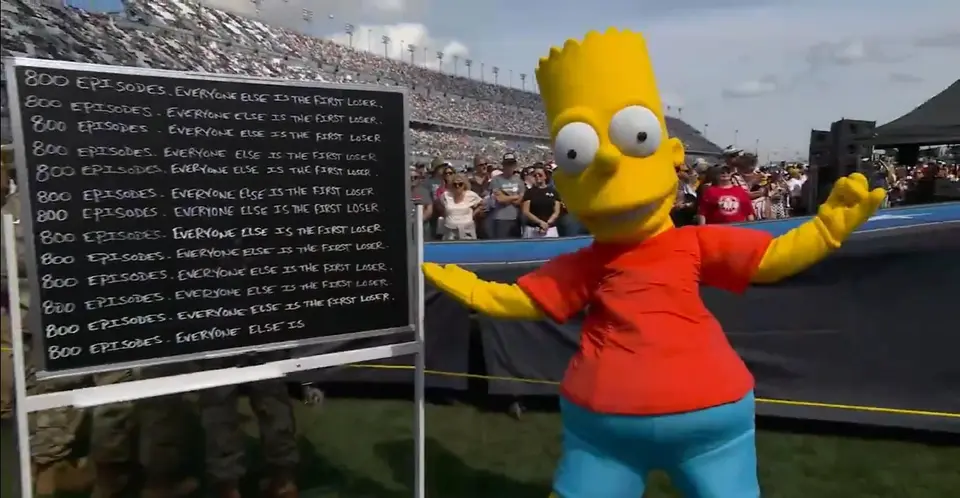 Bart Simpson en la previa a la Daytona 500 | CAPTURA DE NASCARONFOX