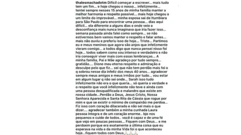 La carta de Thales Machado / FB: Thales Machado