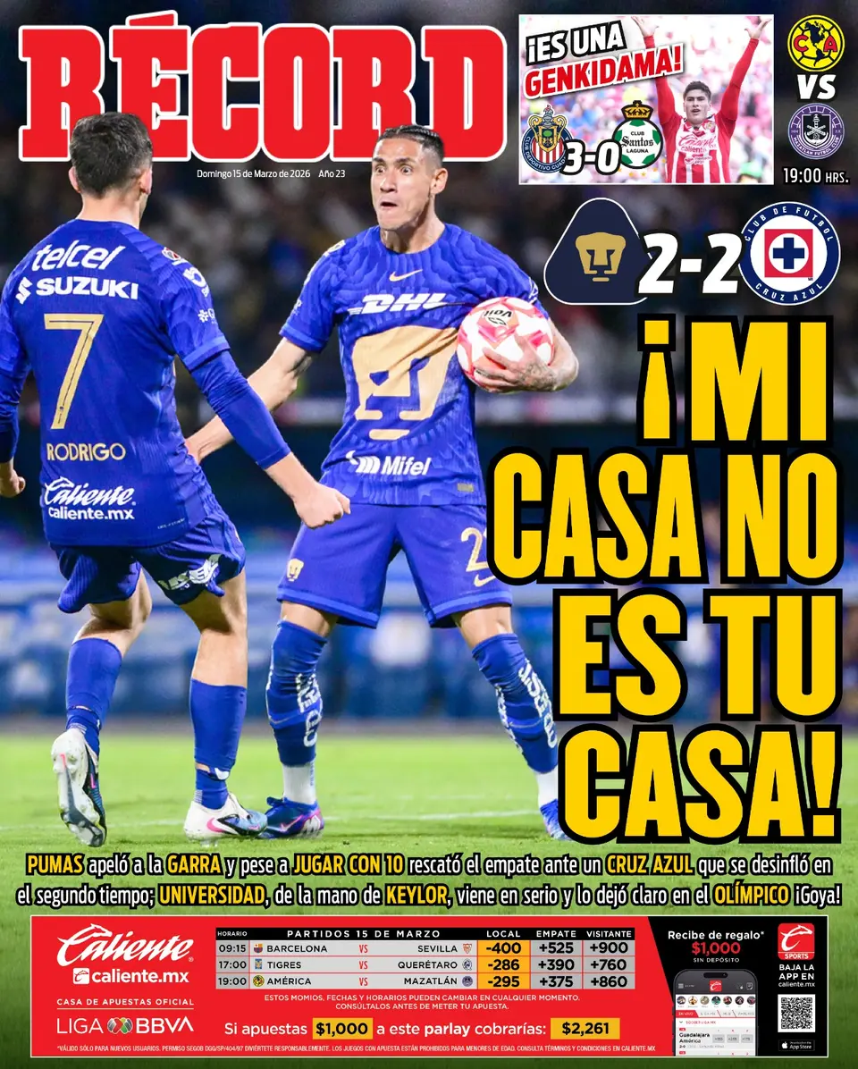 Portada RÉCORD 15 de marzo de 2026