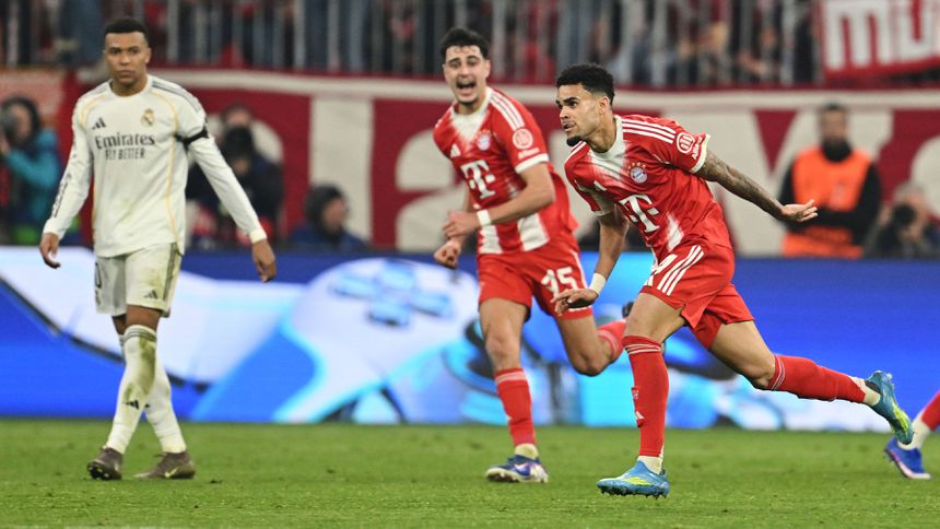 Luis Díaz celebra en el partido de Bayern Munich contra Real Madrid en la Champions League | AP