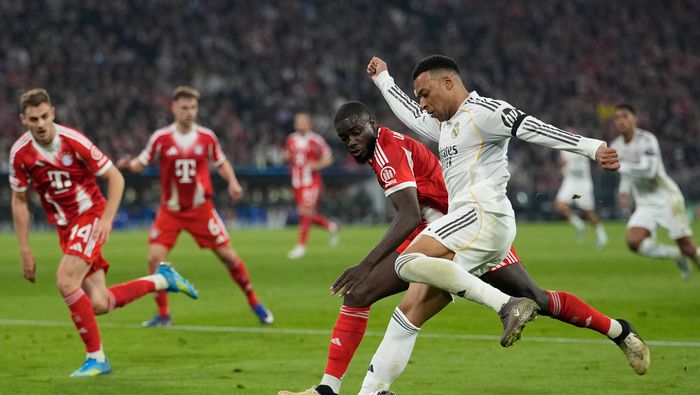 Kylian Mbappé en un disparo en el partido entre Bayern Munich y Real Madrid | AP