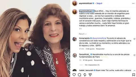 Mimí de Flans despide a su madre en redes sociales.