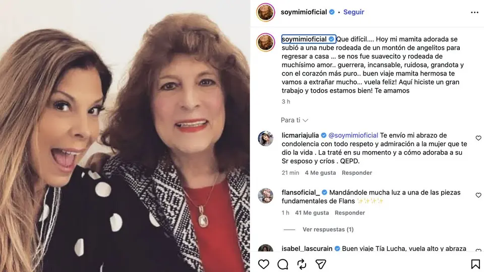 Mimí de Flans despide a su madre en redes sociales.