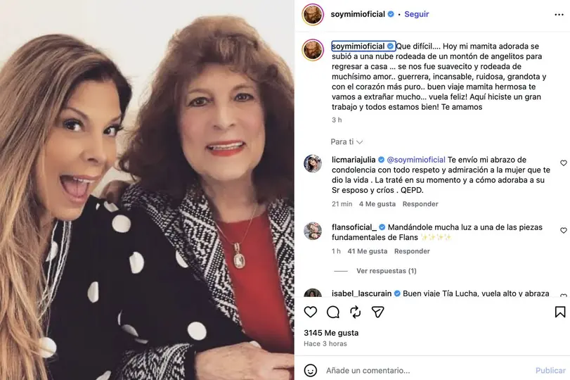 Mimí de Flans despide a su madre en redes sociales.