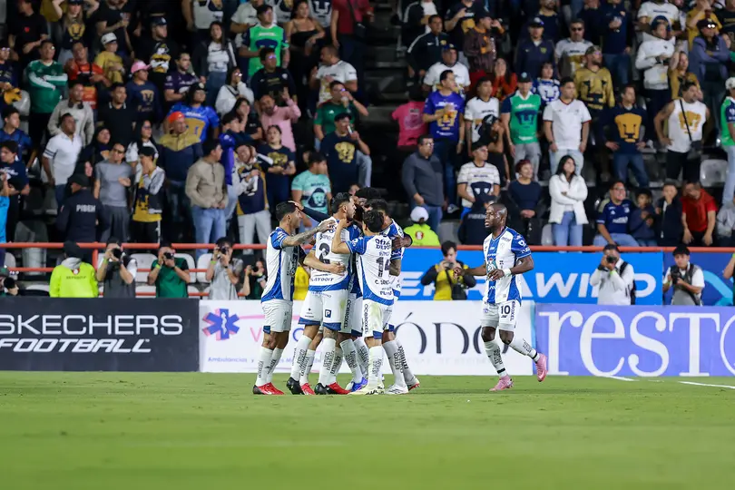 Jugadores de Pachuca celebrando el gol ante Pumas en Semifinales de Ida | MEXSPORT