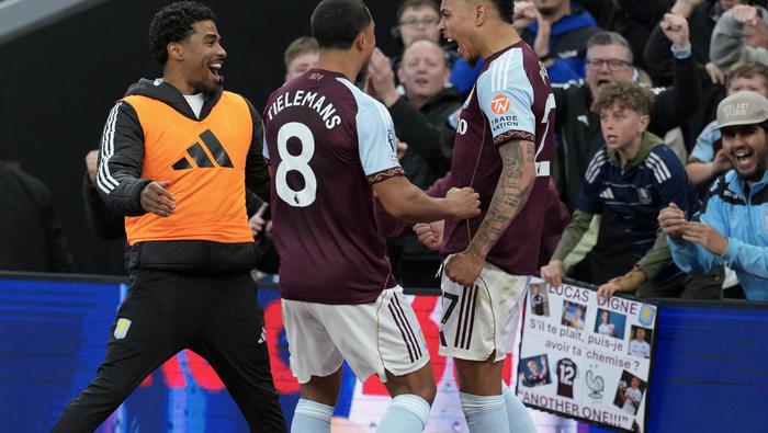 Morgan Rogers celebrando su gol ante Liverpool l AP