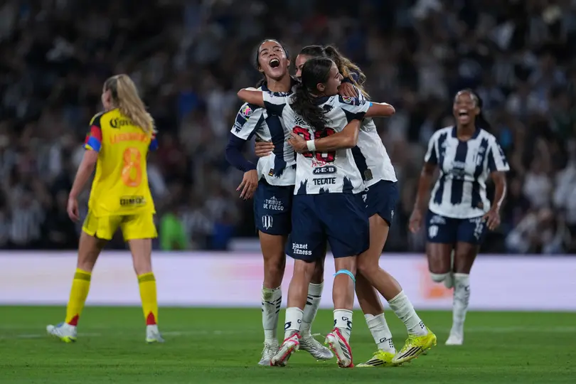 Jugadoras de Rayadas en celebración ante América en la Final de ida de la Liga MX Femenil | IMAGO 7