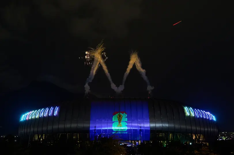 Panorámica del Estadio BBVA en la presentación de marca del Mundial 2026 | MEXSPORT
