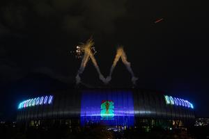 Panorámica del Estadio BBVA en la presentación de marca del Mundial 2026 | MEXSPORT
