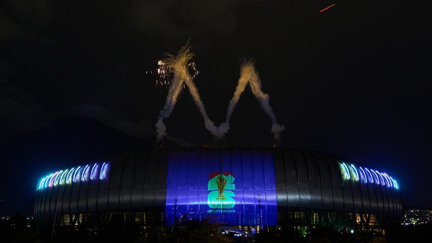 Panorámica del Estadio BBVA en la presentación de marca del Mundial 2026 | MEXSPORT