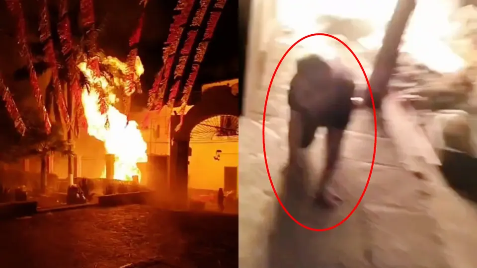 Los primeros reportes indican que algunas chispas llegaron a un puesto donde explotó un tanque de gas/ Redes Sociales