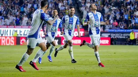 Oussama Idrissi en festejo en el partido de Semifinal entre Pachuca y Pumas en el Clausura 2026 de la Liga MX | IMAGO 7