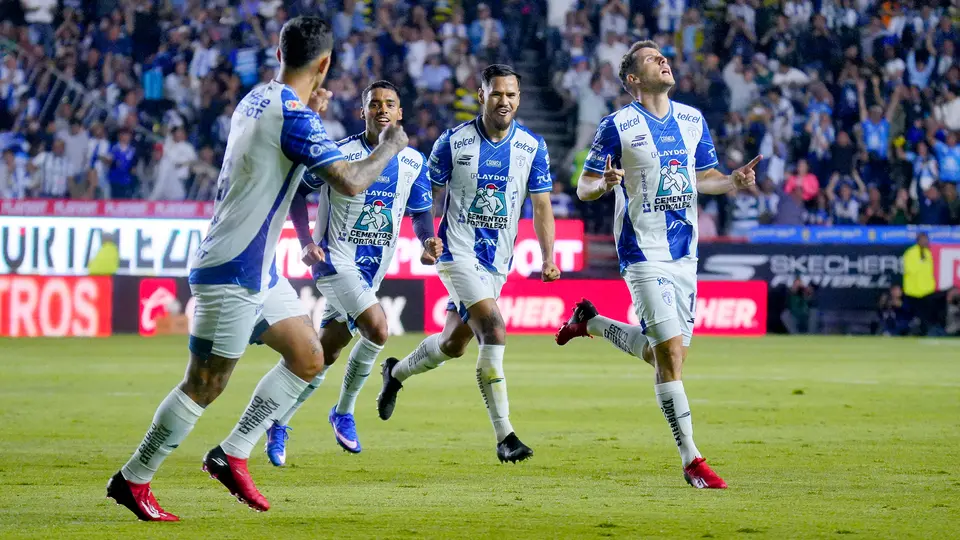 Oussama Idrissi en festejo en el partido de Semifinal entre Pachuca y Pumas en el Clausura 2026 de la Liga MX | IMAGO 7