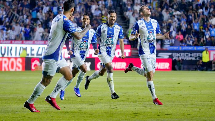 Oussama Idrissi en festejo en el partido de Semifinal entre Pachuca y Pumas en el Clausura 2026 de la Liga MX | IMAGO 7
