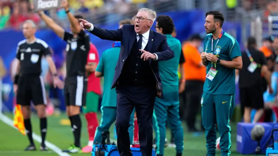 Ancelotti en el partido de Brasil contra Marruecos en el Mundial 2026 | AP