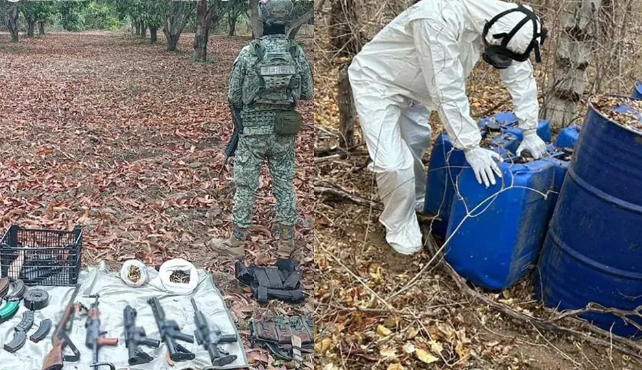 Durante la captura de "El 24" se aseguró armamento y vehículos particulares / @SSPC