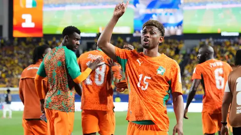 Amad Diallo festejando el gol del triunfo | AP