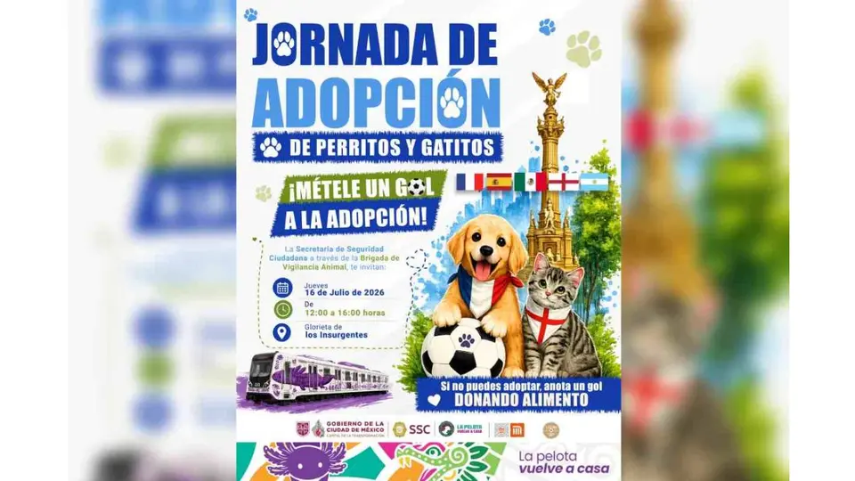 La jornada de adopción se llevará a cabo el 16 de julio en la Glorieta de los Insurgentes.