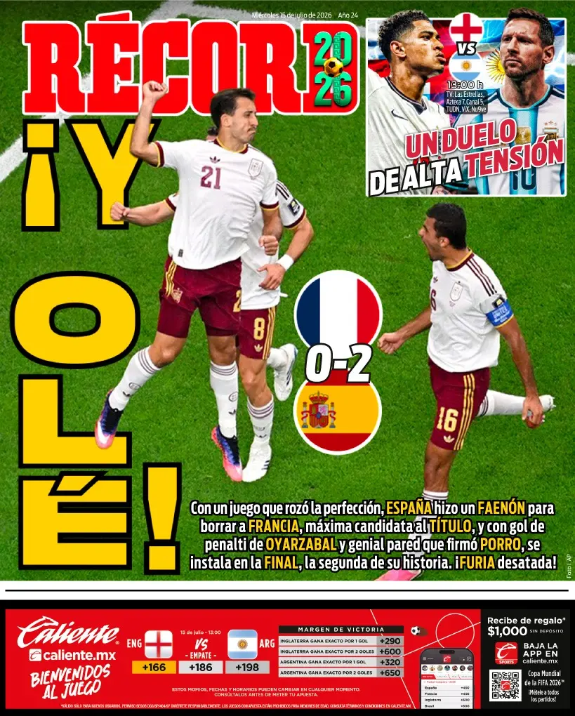 Portada RÉCORD 15 julio 2026