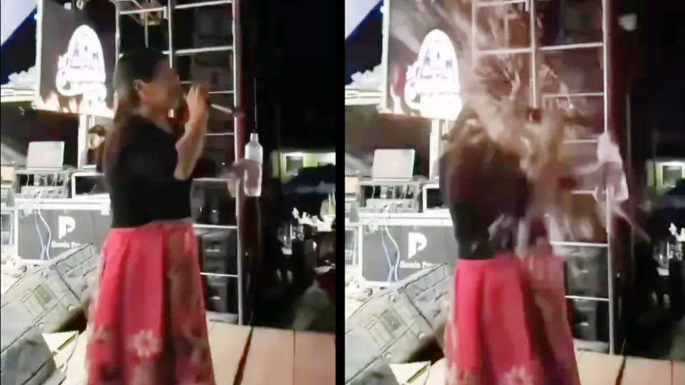VIDEO: Cantante recibe brutal botellazo en el rostro durante concierto