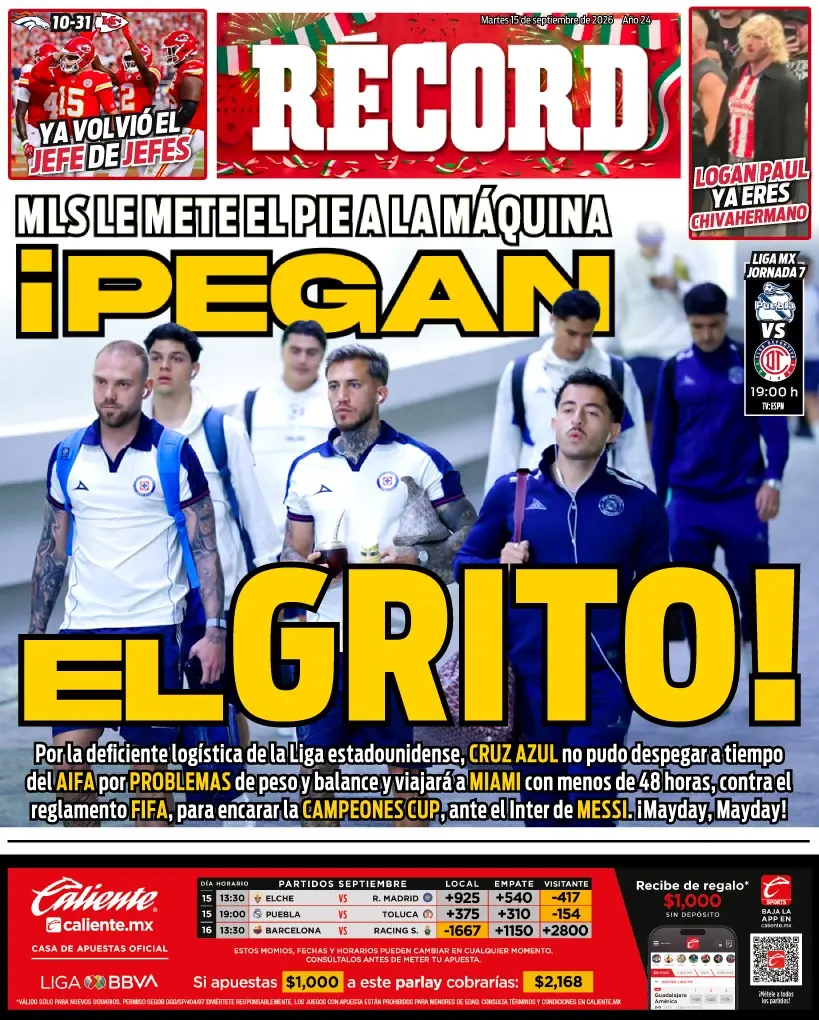 Portada RÉCORD 15 de septiembre de 2026