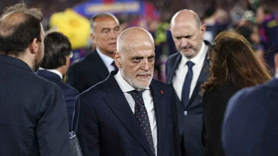 Javier Tebas, presidente de LaLiga en el Clásico entre Real Madrid y Barcelona | AFP