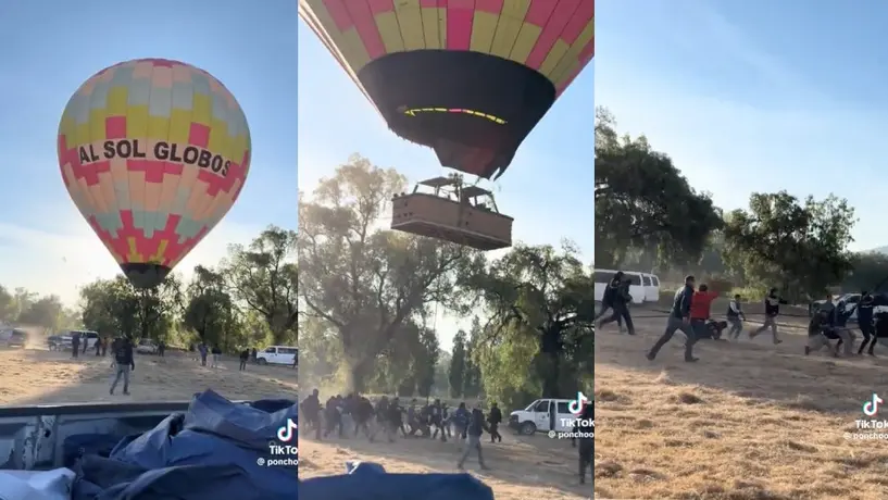 VIDEO: Globo aerostático pierde el control y aterriza de emergencia en Teotihuacán