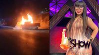 Conductora de Multimedios Robertita Franco sufre accidente y su camioneta se incendia