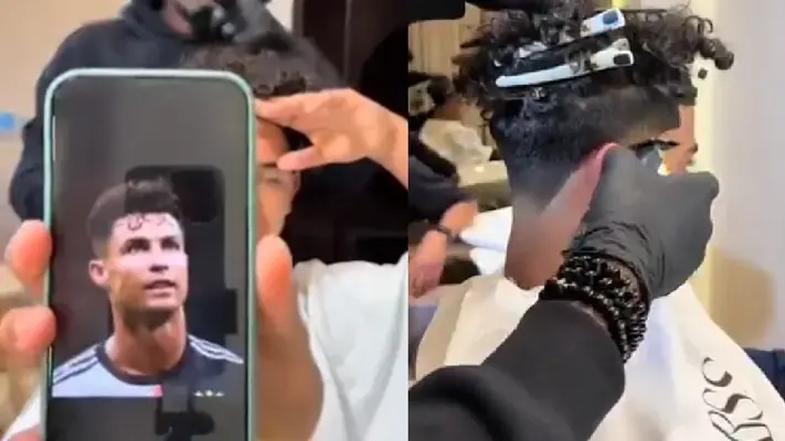 Hijo de Cristiano Ronaldo levanta revuelo por imitar peinado de su papá