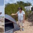 Extranjera lanza huevos a familia yucateca por acampar en la playa de Santa Clara