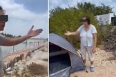 Extranjera lanza huevos a familia yucateca por acampar en la playa de Santa Clara
