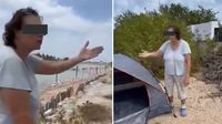 Extranjera lanza huevos a familia yucateca por acampar en la playa de Santa Clara