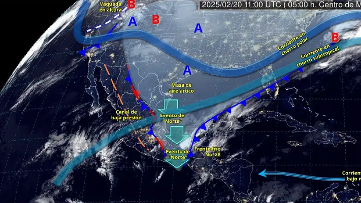 Frente Frío 28: Se extiende por el Golfo de México ocasionando fuertes lluvias